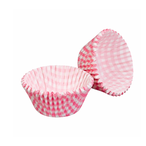 Cupcakevormpjes papier vichy roze 32st.