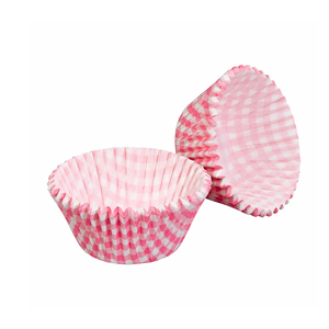 Moules cupcake en papier vichy rose 32pcs.