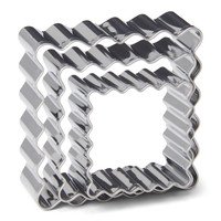 Uitduwvormpje vierkant gekarteld inox 3st.(5.5x5.5-4.5x4.5-3.5x3.5x2cm)