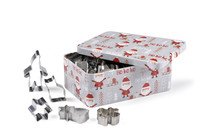 Découpoirs inox Noël 25pcs dans boîte métal décor Père Noël