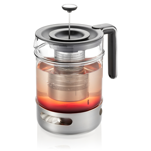 Theekan in glas met theezeef 1500ml + theepot warmer T-prep