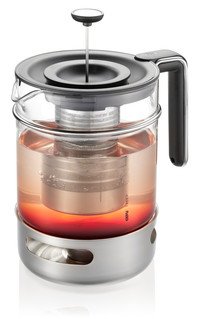 Theekan in glas met theezeef 1500ml + theepot warmer T-prep