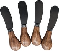 Smeermes zwart + walnoot - set 4st.