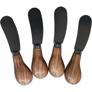 Couteau à tartiner noir + noyer - set 4pcs.