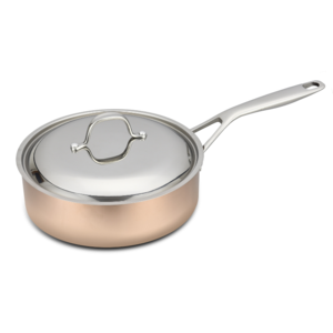 Sauteuse + couvercle inox Ø28cm h7,5cm 4,36L B'chef cuivre inox induction