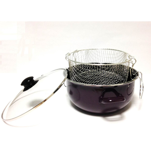 Frietpotje email 24cm/4L + glasdeksel