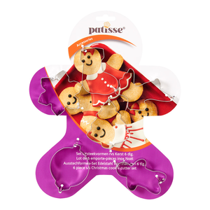 Set van 6 uitduwvormen inox kerst - (verpakking Gingerbreadman)
