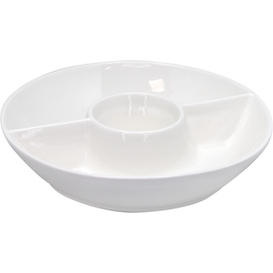 Assiette à servir avec compartiments pour snacks porcelaine 18,5cm