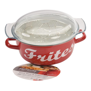 Friteuse émail rouge 26 cm décor 
