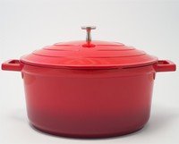 Cocotte ronde en fonte d'aluminium Ø24cm + couvercle rouge