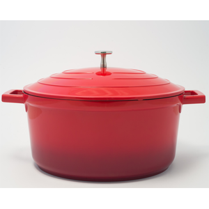 Cocotte ronde en fonte d'aluminium Ø24cm + couvercle rouge