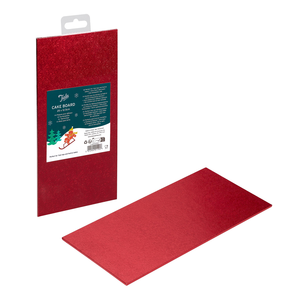 Taartonderlegger rood Kerst 25x12,5cm