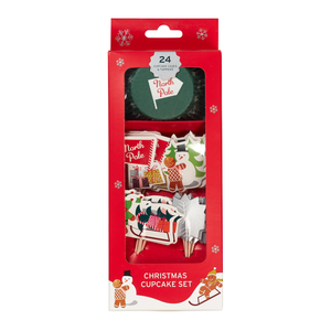 Moules à cake en papier 24pcs et 24 toppers Snow
