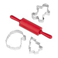 Mini set de pâtisserie (3 découpoirs + rouleau à pâte) - Noël