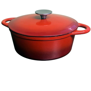 Cocotte ovaal gietijzer 29cm rood (zwart binnenin)
