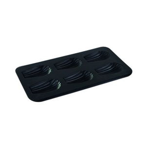 Plaque 6 madeleines gourmandes anti-adhérent Obsidian 39,5x20cm