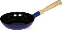 Braadpan email blauw met houten steel Ø24cm - Laatste stuk