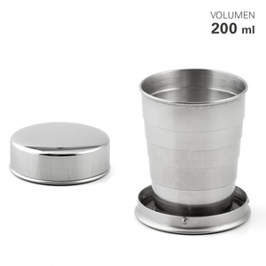 Gobelet de voyage pliable à couvercle inox 200ml - dernière pièce