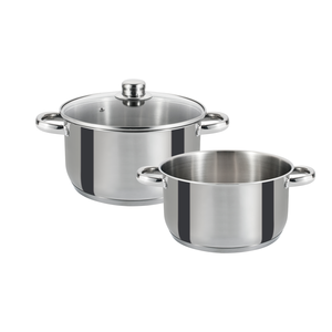 Faitout 2pcs. avec 1 couvercle inox Ø24cm/ht:12+16cm