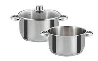 Kookpot 2st. met 1 deksel inox Ø24cm/ht:12+16cm