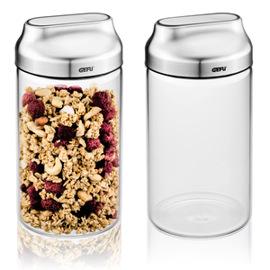 Bewaardoos glas m/inox deksel Kippo 1000ml - 2st (2/4)
