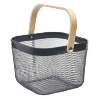 Panier noir poignée bambou 10L