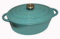Cocotte ovaal gietijzer 27cm groenblauw