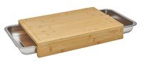 Planche à déouper bambou 41x28.5x6.5cm avec 2 tiroirs inox