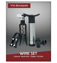 Set kurketrekker + vacuümpomp + foliesnijder in geschenkdoos
