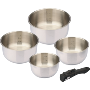 Casserole Comètes set 4pcs, Ø14cm à 20cm + 1 manche amovible