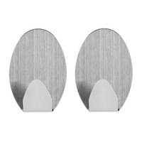 Set 2 zelfklevende haken inox ovaal/medium