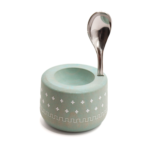 Coquetier Piou vert d'eau + cuillère
