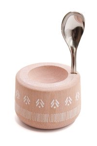 Coquetier Piou Indienne rose + cuillère