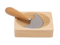 Hache-légumes m.bois + bol carré 13x13cm