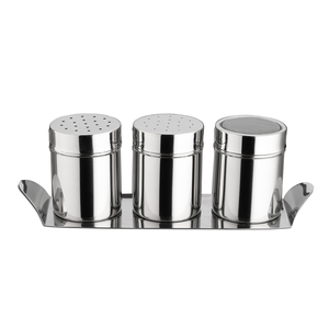 Cacao- , suiker- en kruidenstrooier inox Ø6x8,5cm - set 3st