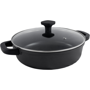 Kookpot antikleef Ø28cm laag + glazen deksel