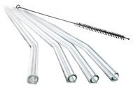 Pailles en verre 19.5cm 4pcs. + brosse