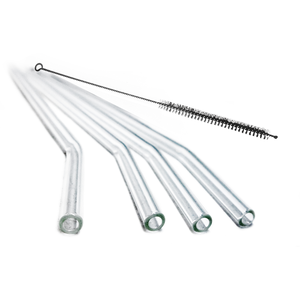 Pailles en verre 19.5cm 4pcs. + brosse