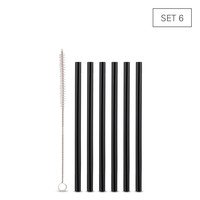 Pailles en verre borosilicate noir 15cm 6pcs. + brosse