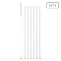 Pailles en verre borosilicate transparent 24cm 6pcs. + brosse