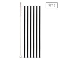 Pailles en verre borosilicate noir 24cm 6pcs. + brosse