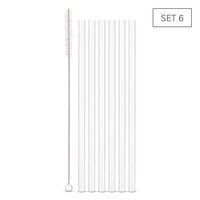Pailles en verre borosilicate transparent droits smoothie 24cm 6pcs + brosse