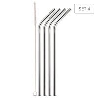 Pailles en inox courbés 24cm 4pcs + brosse