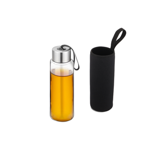 Gourde verre borosilicate - neoprene noire 1L