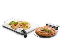 Pierre à pizza Darioso + coupe-pizza + pelle à pizza