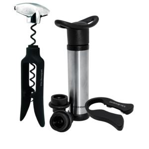 Set tire-bouchon + pompe à sous vide + coupe-capsule boîte cadeau
