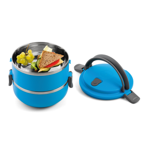 Boîte casse-croute deux-étages bleu 500ml
