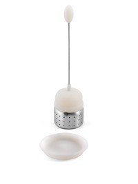 Theekogel silicone/inox wit