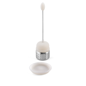 Boule à thé silicone/inox blanche