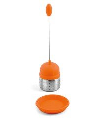 Theekogel silicone/inox oranje